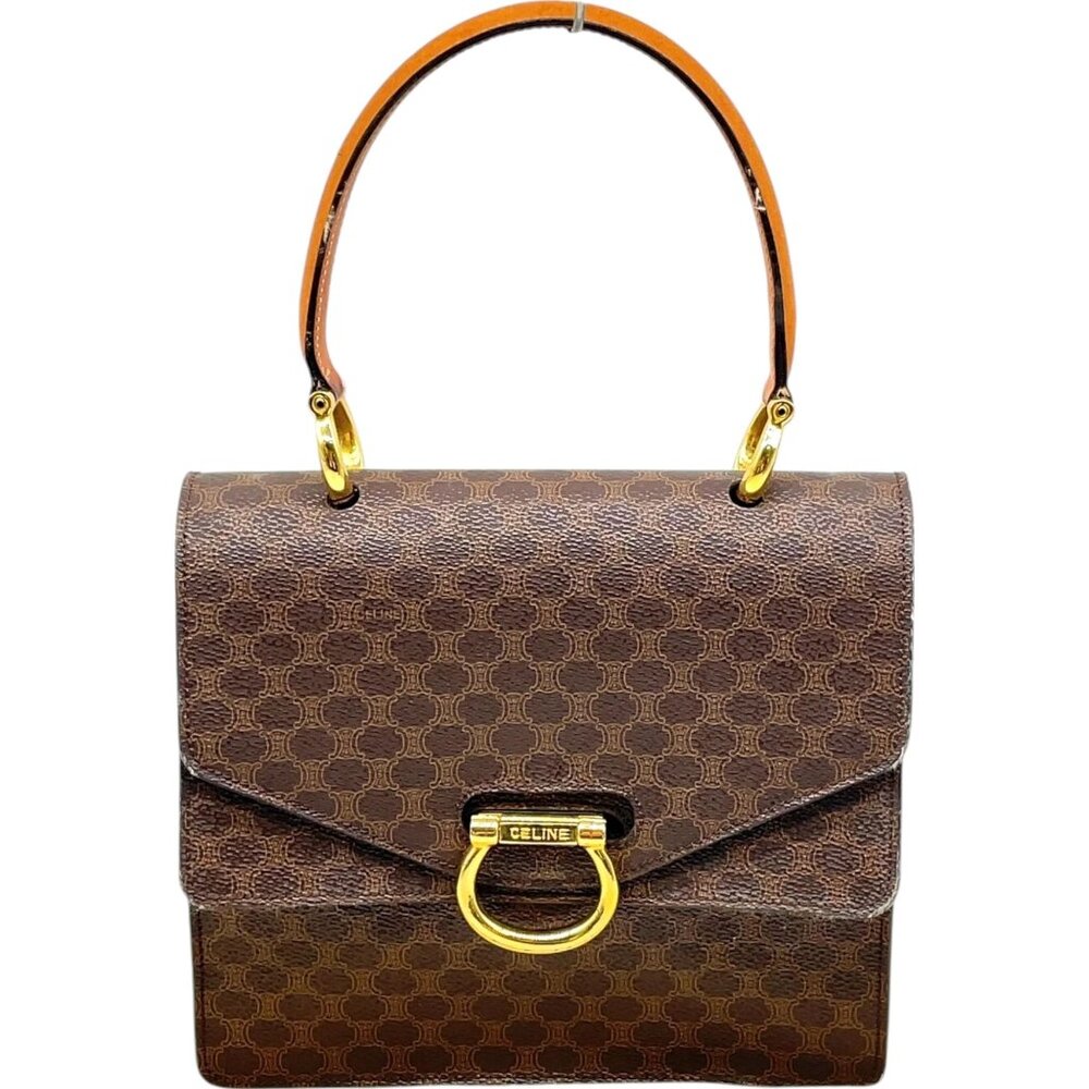 (L3) Authentic Celine Hand Bag Brown PVC Luxury Vintage Designer Handbag